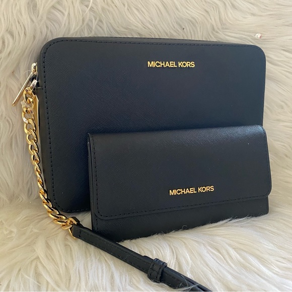 Michael Kors Jet Set Large Saffiano Leather Crossbody bag & wallet - Picture 1 of 16